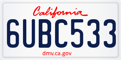 CA license plate 6UBC533