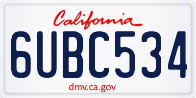 CA license plate 6UBC534