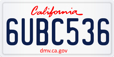 CA license plate 6UBC536