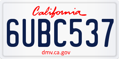 CA license plate 6UBC537