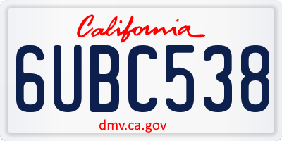 CA license plate 6UBC538