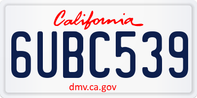 CA license plate 6UBC539