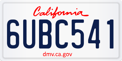 CA license plate 6UBC541