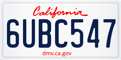 CA license plate 6UBC547