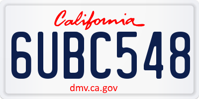 CA license plate 6UBC548