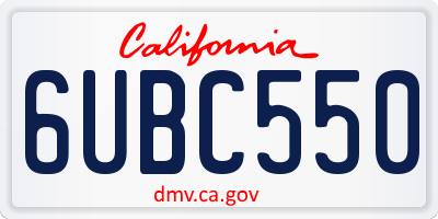 CA license plate 6UBC550