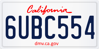 CA license plate 6UBC554