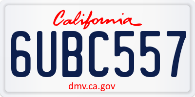 CA license plate 6UBC557