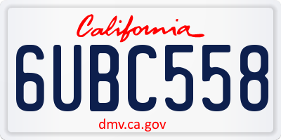 CA license plate 6UBC558