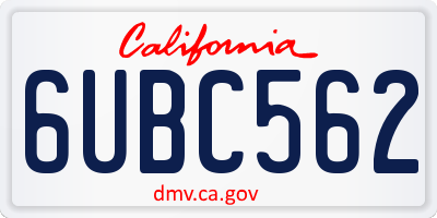 CA license plate 6UBC562