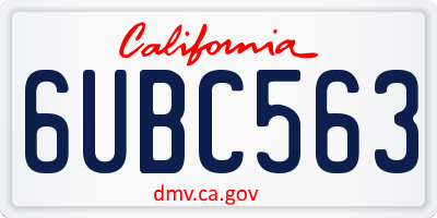 CA license plate 6UBC563