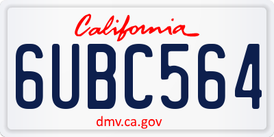 CA license plate 6UBC564