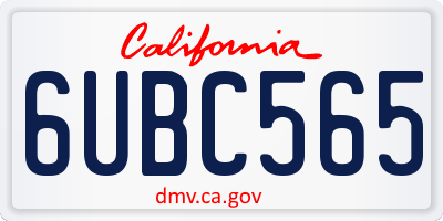 CA license plate 6UBC565