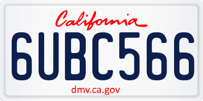 CA license plate 6UBC566
