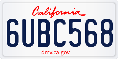 CA license plate 6UBC568