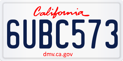 CA license plate 6UBC573