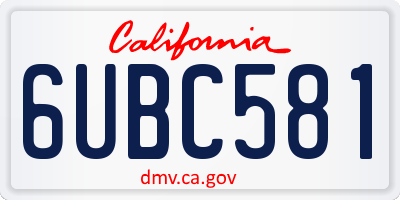 CA license plate 6UBC581