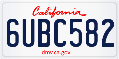 CA license plate 6UBC582