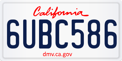 CA license plate 6UBC586