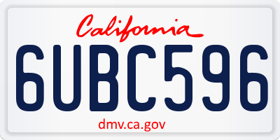 CA license plate 6UBC596