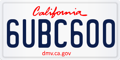 CA license plate 6UBC600