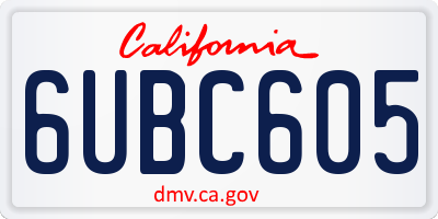 CA license plate 6UBC605