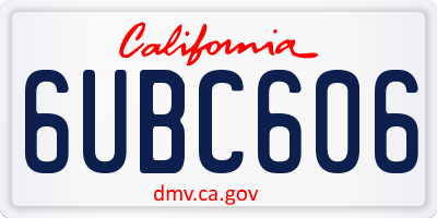CA license plate 6UBC606