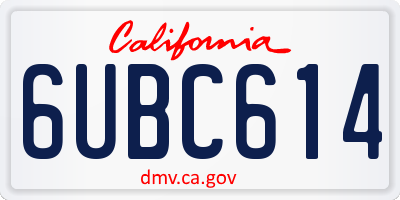 CA license plate 6UBC614