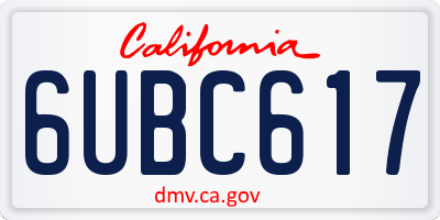 CA license plate 6UBC617