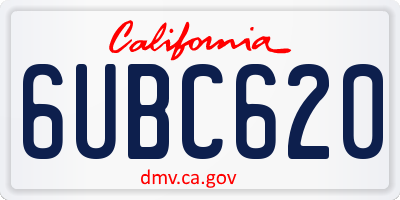 CA license plate 6UBC620