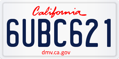 CA license plate 6UBC621