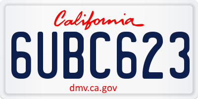 CA license plate 6UBC623