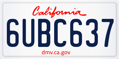 CA license plate 6UBC637