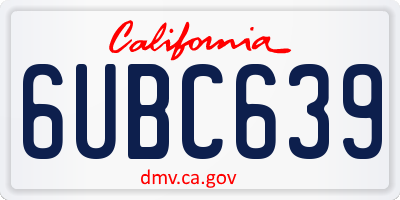 CA license plate 6UBC639