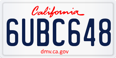 CA license plate 6UBC648