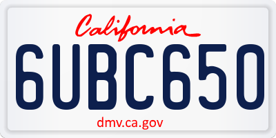 CA license plate 6UBC650