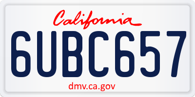 CA license plate 6UBC657