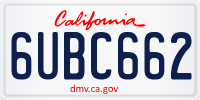 CA license plate 6UBC662