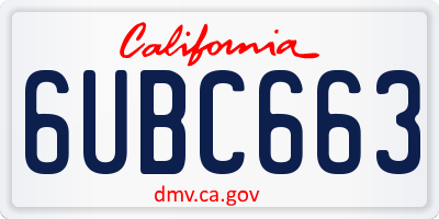 CA license plate 6UBC663