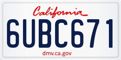 CA license plate 6UBC671