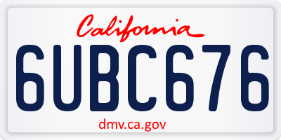 CA license plate 6UBC676