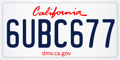 CA license plate 6UBC677