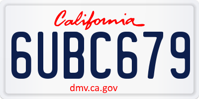 CA license plate 6UBC679