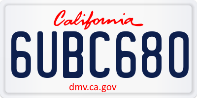 CA license plate 6UBC680