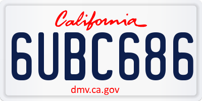CA license plate 6UBC686