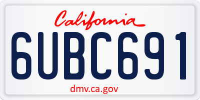 CA license plate 6UBC691