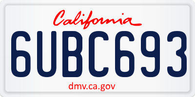 CA license plate 6UBC693