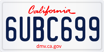 CA license plate 6UBC699