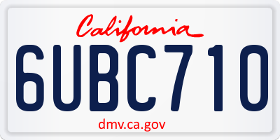 CA license plate 6UBC710