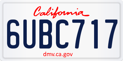 CA license plate 6UBC717